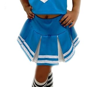 Girls' Cheerleader Pleated Skirt Costume Light Blue/White - Total 2550 - S